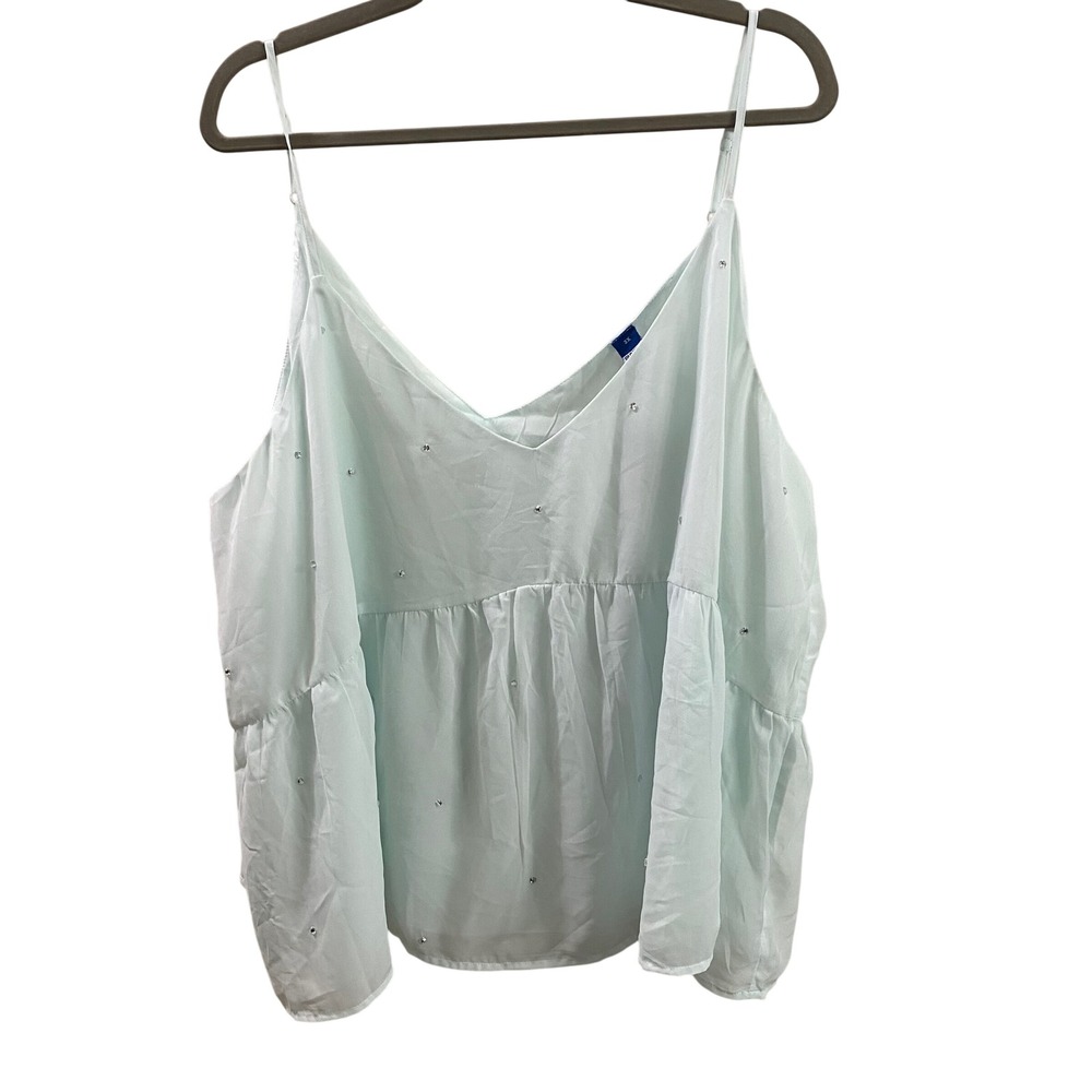 Old Navy Womens 3X Sea Foam Green Rhinestone Chiffon Peplum Cami Top NWT